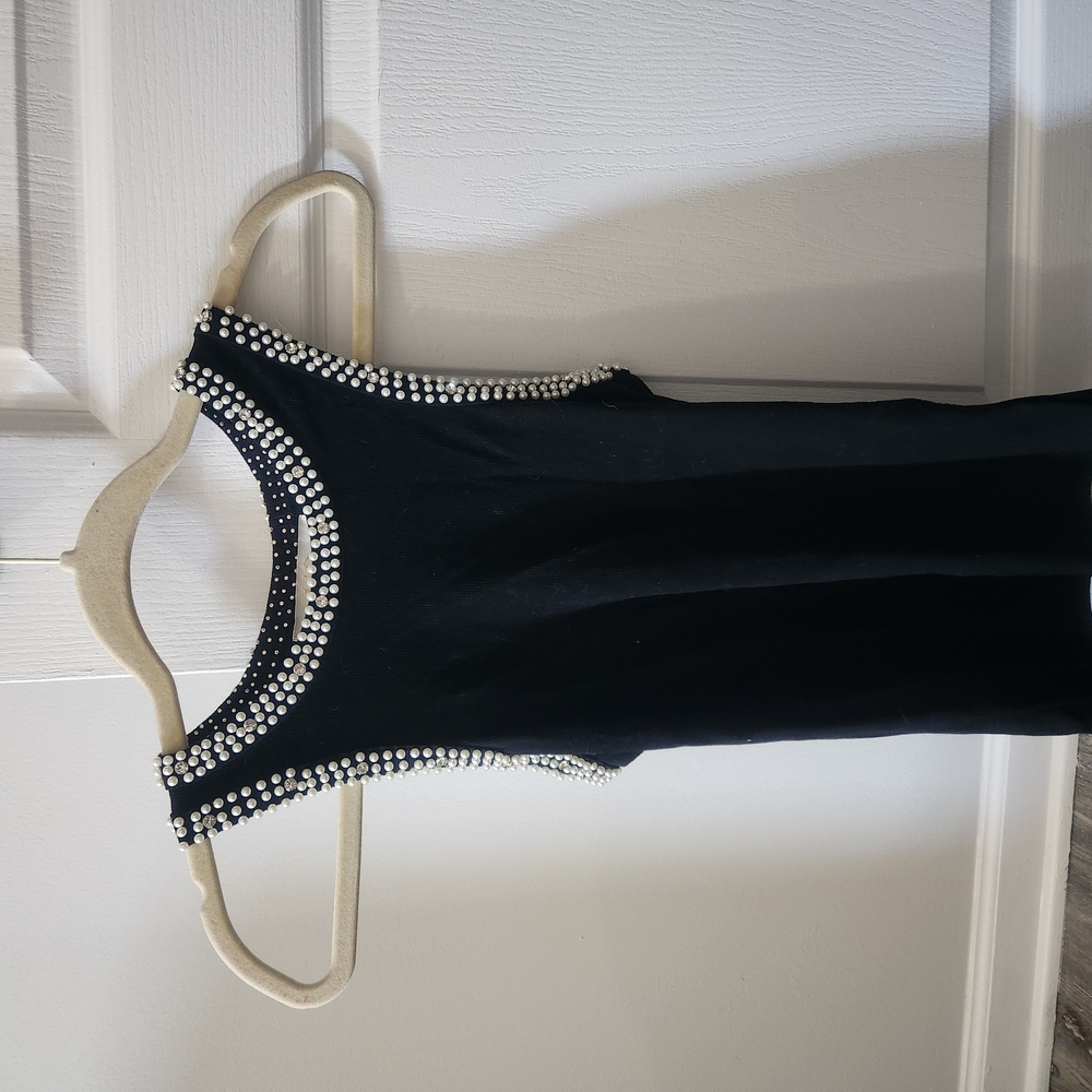 Black Sleeveless Dress with Silver Accents